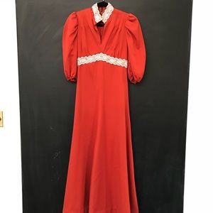 60s Dream Maxi Prom Dress w/ Killer Neckline Sz S